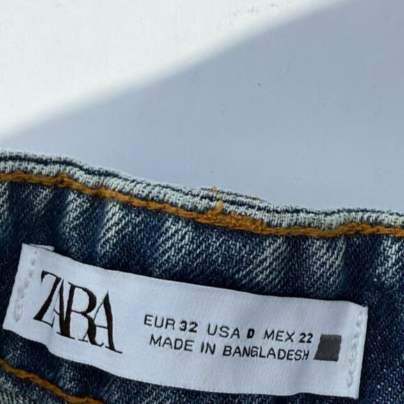Brand New Zara Blue Distressed Jean Shorts - Picture 2 of 3